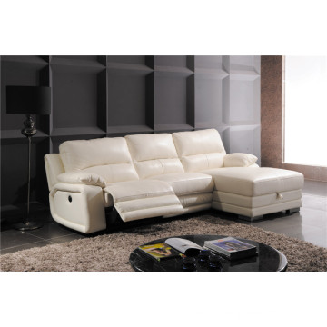 Home Sofa L Forma com função de reclinação de cor branca